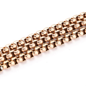 Ion Plating(IP) 304 Stainless Steel Box Chains, Unwelded, with Spool, Rose Gold, 2.5x3x3mm, 32.8 Feet(10m)/roll