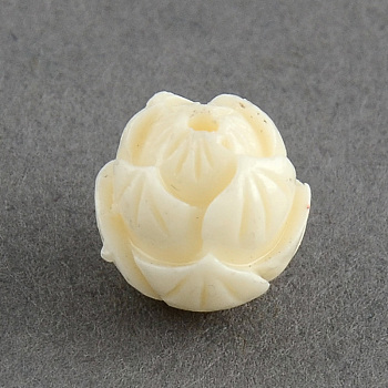 Synthetic Coral Beads, Lotus, Dyed, Beige, 10x9.5x9.5mm, Hole: 1.5mm