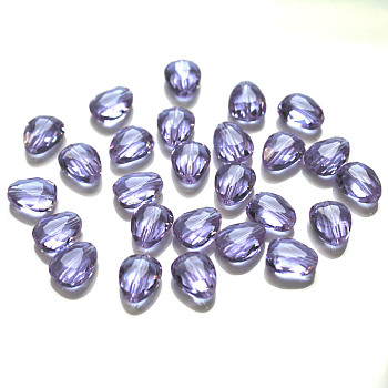 Imitation Austrian Crystal Beads, Grade AAA, Faceted, teardrop, Lilac, 8x6x3.5mm, Hole: 0.7~0.9mm