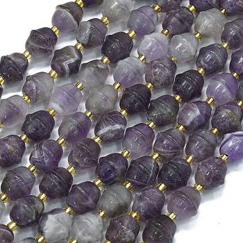 Natural Amethyst Beads Strands, Bell, with Seed Beads, 6~6.5x4mm, Hole: 1mm, about 50pcs/strand, 15.35 inch(39cm)