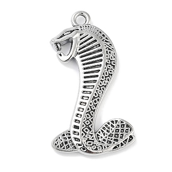 Tibetan Style Alloy Big Pendants, Snake, Antique Silver, 54.5x30x4mm, Hole: 3mm