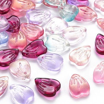 Mixed Style Glass Charms, Petaline, Mixed Color, 12x9x3mm, Hole: 1.2mm