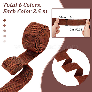 Pandahall elite 15m 6 colores poliester banda ancha elastica gruesa(DIY-PH0017-30B)-2