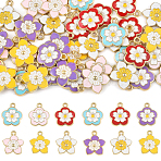 48Pcs 8 Styles Alloy and Enamel Pendants, Flower, Light Gold, Mixed Color, 17~18x15~16x2mm, Hole: 1.8mm, 6pcs/color(ENAM-YW0008-19)