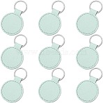 CutHollow 10Pcs PU Leather Keychain, with Metal Key Ring, Flat Round, Dark Sea Green, 84x50mm(KEYC-CL0001-09A)