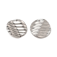 304 Stainless Steel Pendants, Flat Round Charm, Stainless Steel Color, 17x2.5mm, Hole: 1.4mm(STAS-I671-05P)