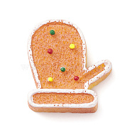 Christmas Opaque Resin & Plastic Imitation Biscuits Decoden Cabochons, Sandy Brown, Glove, 23.5x21.5x5.5mm(RESI-K019-54E)