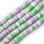Handmade Polymer Clay Beads Strands, for DIY Jewelry Crafts Supplies, Heishi Beads, Disc/Flat Round, Pink, 6x0.5~1mm, Hole: 1.8mm, about 290~320pcs/strand, 15.75 inch~16.14 inch(40~41cm)(CLAY-R089-6mm-T02B-47)