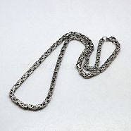 Men's Boys Byzantine Chain Necklaces Fashionable 201 Stainless Steel Necklaces, with Lobster Claw Clasps, Stainless Steel Color, 21.3 inch(54cm)(NJEW-I008-28B)