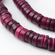 Dyed Natural Coconut Disc Bead Strands, Medium Violet Red, 9x2~6mm, Hole: 3mm, about 108pcs/strand, 15.7 inch(COCB-O003-07D)