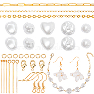 DIY Imitation Pearl Earring Bracelet Making Kit, Including ABS Plastic Heart & Teardrop & Polygon Beads, Brass Clasps & Earring Hooks & Chains, Creamy White(DIY-SC0022-07)