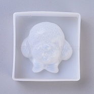 Puppy Silicone Molds, Resin Casting Molds, For UV Resin, Epoxy Resin Jewelry Making, Poodle Dog Head, White, 72x71x24mm(DIY-G010-01)