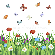 PVC Wall Stickers, Wall Decoration, Flower & Butterfly, Plant & Animal Pattern, 325x900mm, 2pcs/set(DIY-WH0228-457)