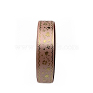 48 Yards Gold Stamping Polyester Ribbon, Love Heart Printed Ribbon for Gift Wrapping, Party Decorations, Dark Salmon, 1 inch(25mm)(PW-WG34351-01)