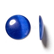 Cat Eye Glass Cabochons, Half Round/Dome, Dark Blue, about 16mm in diameter, 3mm thick(CE071-16-4)