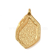 Ion Plating(IP) 304 Stainless Steel Pendants, Textured Irregular Oval Charms, Real 18K Gold Plated, 26x15x4mm, Hole: 1.8mm(STAS-N103-66G)