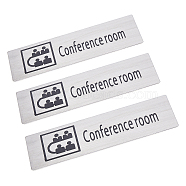 Gorgecraft 430 Stainless Steel Sign Stickers, with Double Sided Adhesive Tape, for Wall Door Accessories Sign, Rectangle with Conference Room, Stainless Steel Color, 5x17.15x0.2cm, 3pcs(STAS-GF0001-06B)