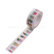 DIY Scrapbook Decorative Paper Tapes, Adhesive Tapes, Cactus, White, 15mm, 5m/roll(5.46yards/roll)(DIY-F016-P-27)