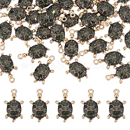40Pcs Printed Alloy Pendants, with Enamel, Tortoise, Light Gold, Black, 23.5x14x4.5mm, Hole: 1.6mm(FIND-NB0004-64)