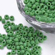 Opaque Glass Seed Beads, Frosted Style, Round, Medium Sea Green, 2~2.3x1.5mm, Hole: 0.8mm, about 30000pcs/bag, about 450g/bag(SEED-Q025-2mm-K01)