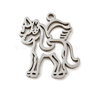 201 Stainless Steel Pendants, Laser Cut, Unicorn, Stainless Steel Color, 17x14x1mm, Hole: 1.2mm(FIND-Z009-09P)