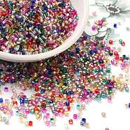 Glass Seed Beads, Silver Lined, Cylinder, Colorful, 2x1.5mm, Hole: 1.4mm, about 50398pcs/pound(SEED-S042-04B-18)