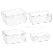 4Pcs 4 Styles PP Plastic Double Knots Bead Storage Containers, with Hinged Lid, Rectangle, Clear, 12.8~18x9~13.2x4.3~8.5cm, 1pc/style(CON-BC0007-32)