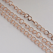 Iron Twisted Chains, Unwelded, with Spool, Oval, Rose Gold, 11x8x1.4mm(X-CH-1.4DK-RG)