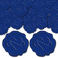 25Pcs Adhesive Wax Seal Stickers, Envelope Seal Decoration, For Craft Scrapbook DIY Gift, Marine Blue, Heart, 30mm(DIY-CP0009-11B-05)