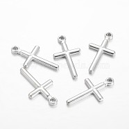 CCB Plastic Cross Pendants, Platinum, 31.5x17x2mm, Hole: 3mm(CCB-I001-03P)