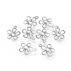 304 Stainless Steel Pendant Open Back Cabochon Settings, Flower, Stainless Steel Color, Tray: 1.8mm, 11x9x1.5mm, Hole: 1mm(STAS-K194-19P-01)