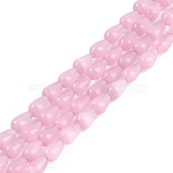 Cat Eye Beads Strands, Faceted, Teardrop, Pink, 10x6mm, Hole: 1mm, about 42pcs/strand, 148.03''(376cm)(CE-U001-02B)