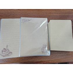 Kraft Paper Letter Paper, Clock and Castle Pattern, with Envelopes, Tan, 23.4x17cm, 8pcs/bag, 2 style, 4 bags/style, 8 bags, 64pcs(AJEW-SZ0001-87)