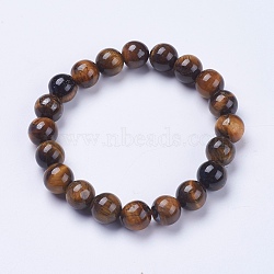 Natural Tiger Eye Beaded Stretch Bracelets, Round, 2-1/8 inch(53mm)(BJEW-I253-10mm-27)