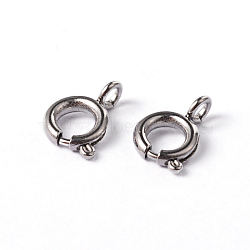 304 Stainless Steel Smooth Surface Spring Ring Clasps, Stainless Steel Color, 7.5x5x1.2mm, Hole: 1.5mm(X-STAS-D149-01)
