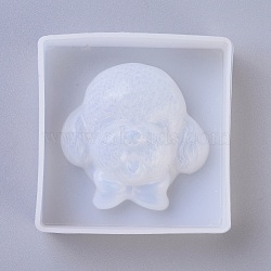 Puppy Silicone Molds, Resin Casting Molds, For UV Resin, Epoxy Resin Jewelry Making, Poodle Dog Head, White, 72x71x24mm(DIY-G010-01)