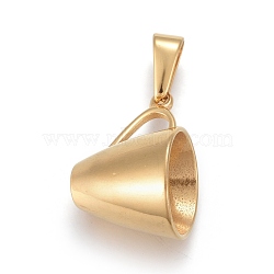 304 Stainless Steel Pendants, Cup, Golden, 27x17x16.5mm, Hole: 4.5x9.5mm(STAS-F252-28G)