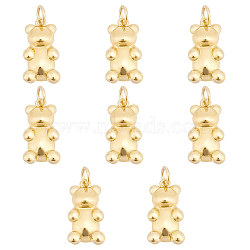 Rack Plating Brass Pendants, Long-Lasting Plated, Cadmium Free & Nickel Free & Lead Free, Bear, Real 18K Gold Plated, 17.5x9.5x3.5mm, Jump Ring: 5x1mm, 3mm Inner Diameter, 8pcs/box(KK-SC0003-23)