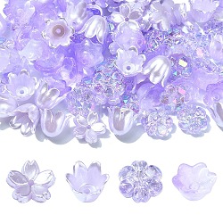 DIY Flower Plastic & Acrylic Beads Jewelry Making Finding Kit, Lilac, 7~11x9.5~11.5x4~8.5mm, Hole: 1~1.4mm, 100Pcs/set(DIY-YW0008-78B)