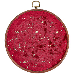 Galaxy Enamel Pin Hoop, Corduroy Wall Hanging Brooch,  Flat Round, Medium Violet Red, 240x215x10mm, Hole: 17.5x22.5mm(FIND-WH0260-64E)