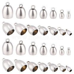 DICOSMETIC 56Pcs 7 Style 304 Stainless Steel Cord Ends, Cone, Stainless Steel Color, 7~14x3.5~10mm, Hole: 0.8~2mm, Inner Diameter: 2.3~8mm, 8pcs/style(STAS-DC0004-07)