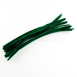 Round Pipe Cleaner Chenille Stick, with Iron Wire, Dark Green, 300x5mm(X-AJEW-S007-04)