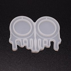 Halloween Theme DIY Pendant Silicone Molds, for Earring Makings, Resin Casting Molds, For UV Resin, Epoxy Resin Jewelry Making, Bleeding Round, White, 52x67x4mm, Hole: 1.5mm, Inner Diameter: 49x30mm(DIY-TAC0001-50)