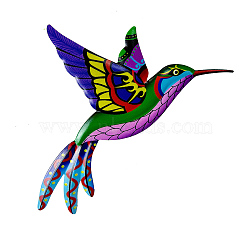 Wrought Iron Hummingbird Pendant Decoration, Art Craft Home Wall Decor, Colorful, 220x260x5mm(PW-WGE2827-04)