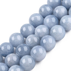 Natural Dyed Yellow Jade Beads Strands, Round, Light Steel Blue, 8.5mm, Hole: 1mm, about 40pcs/strand, 15.55 inch(39.5cm)(X-G-R271-8mm-YXS18-01)