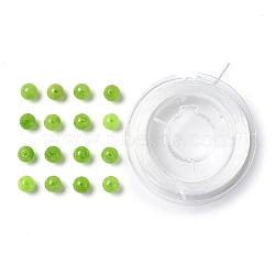 DIY Stretch Bracelet Making Kits, 200Pcs 6mm Round Natural White Jade Beads and Elastic Thread, Medium Sea Green, 6mm, Hole: 1mm, 200pcs,(G-SZ0001-55B)