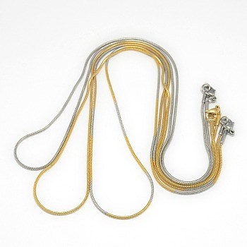 Trendy Unisex 201 Stainless Steel Snake Chain Necklaces, with Lobster Claw Clasps, Mixed Color, 19.5 inch(49.5cm), 1mm