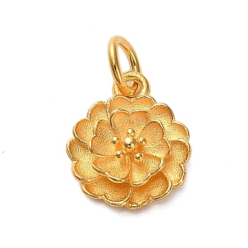 925 Sterling Silver Lotus Flower Charms, with Jump Rings and 925 Stamp, Golden, 14.5x9.5x3mm, Hole: 2.5mm