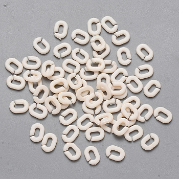 Opaque Acrylic Linking Rings, Quick Link Connectors, For Cable Chains Making, Oval, Creamy White, 9x6.5x2mm, Inner Diameter: 5mm