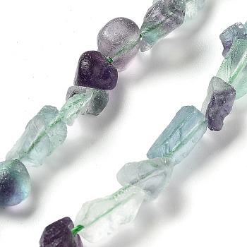 Raw Rough Natural Fluorite Beads Strands, Nuggets, 6.5~9x5~6x3~5mm, Hole: 0.8mm, about 26~30pcs/strand, 7.48''~8.46''(19~21.5cm)